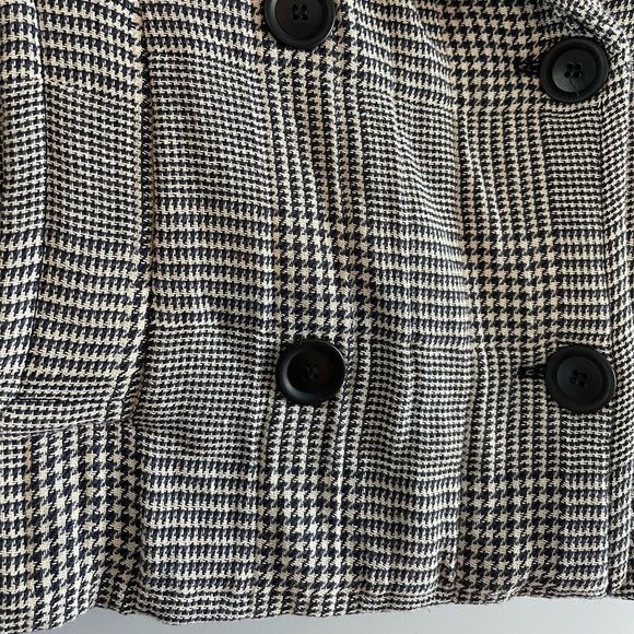 ZARA Checkered Double Breasted Quilted Oversized Short Coat - Picture 15 of 17